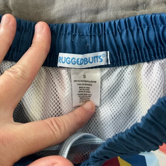 Rugged (Ruffle) Butts Sunset Stripe Swim Shorts Trunks Bathing Suit Size 5 Boys’ - Picture 5 of 6